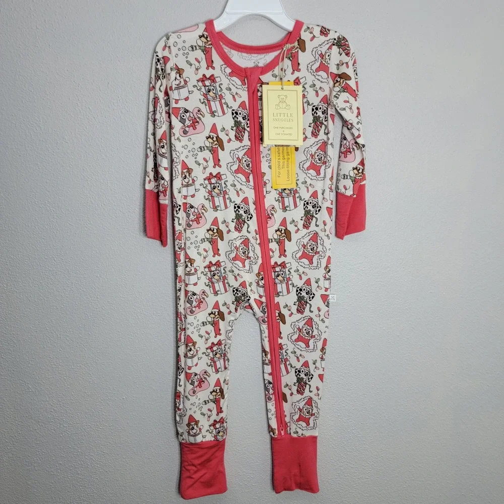 Little‎ Snuggles Bamboo Christmas Dog Elf Zipper Pajamas Romper 18-24M NWT